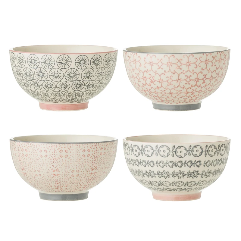 Bloomingville Cecile Bowl Pink/Grey (13.5 CM diameter x 7.5 CM, Set of 4