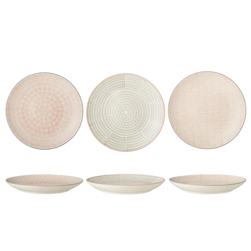 Bloomingville Cécile Plate Pink Grey Ceramic Set of 3 25 cm