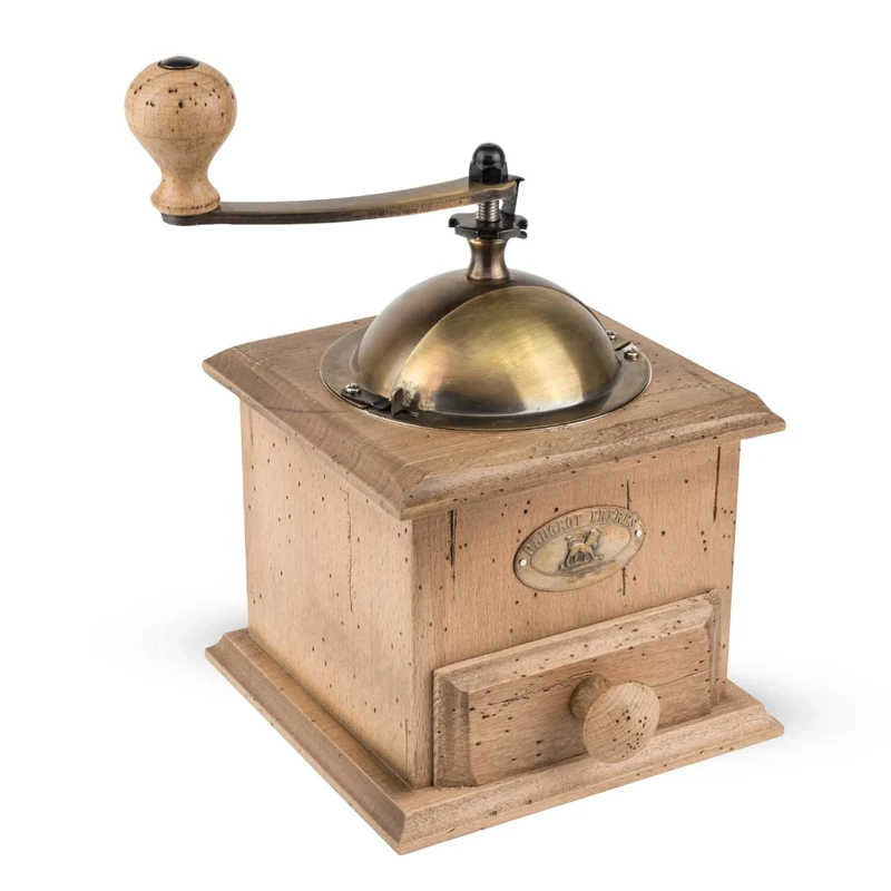 PEUGEOT - Antique Coffee Mill - Precision Grinding - Manual Coffee Grinder - Hand-Aged Beechwood - 21 cm - Made in France
