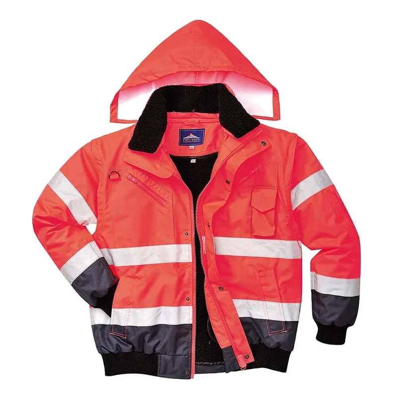 Portwest C465 Hi-Vis 3-in-1 Contrast Bomber Jacket Red/Navy, X-Large