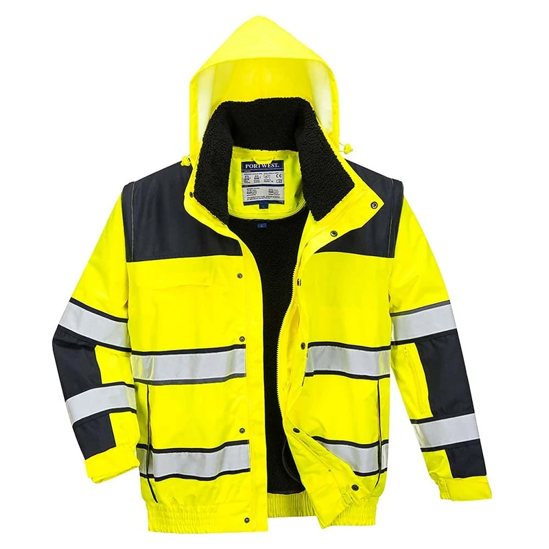Portwest Hi-Vis Classic Bomber Jacket, Size: XL, Colour: Yellow/Black, C466YBRXL