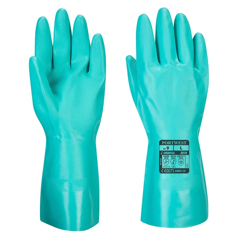 Portwest A810 Nitrosafe Chemical Gauntlet Green, Medium