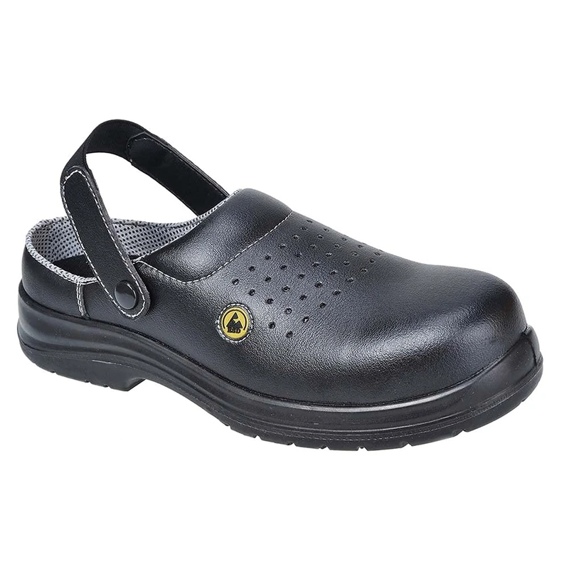 Portwest Portwest Compositelite ESD Perforated Safety Clog SB AE, Size: 37, Colour: Black, FC03BKR37