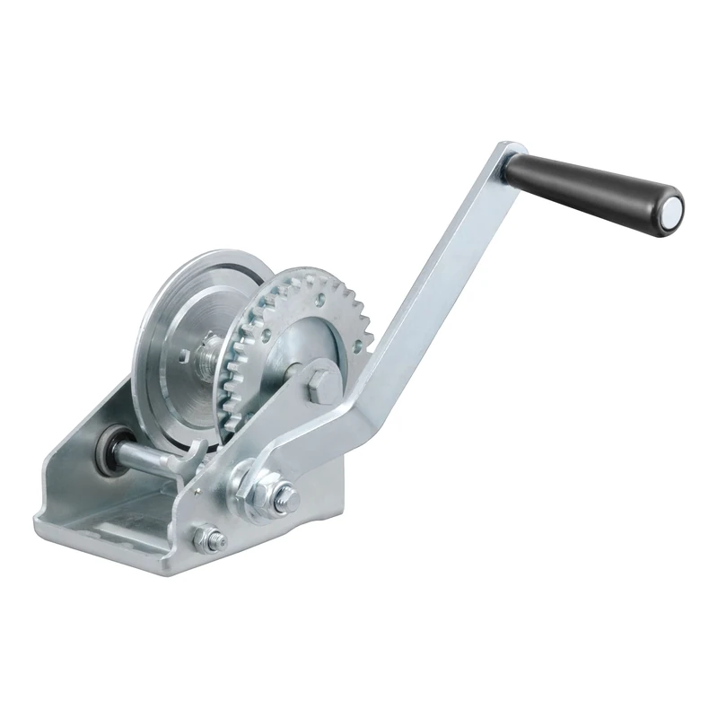 CURT 29423 Manual Hand Crank Boat Trailer Winch, 900 lbs Capacity, 6-1/2-Inch Handle, 3.25:1 Gear Ratio, CLEAR ZINC