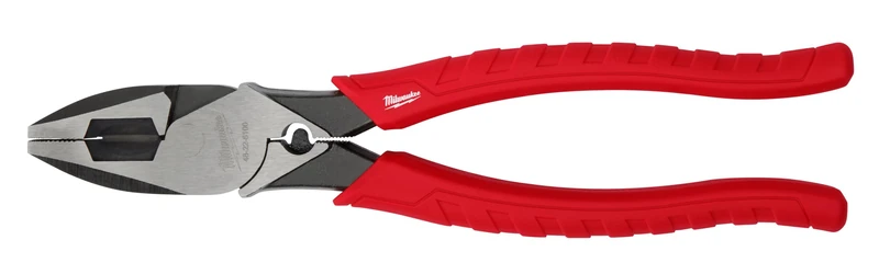 Milwaukee 48-22-6100 9 Inch Leverage Lineman Pliers w/ Crimper and Pipe Reaming Head Design , Red