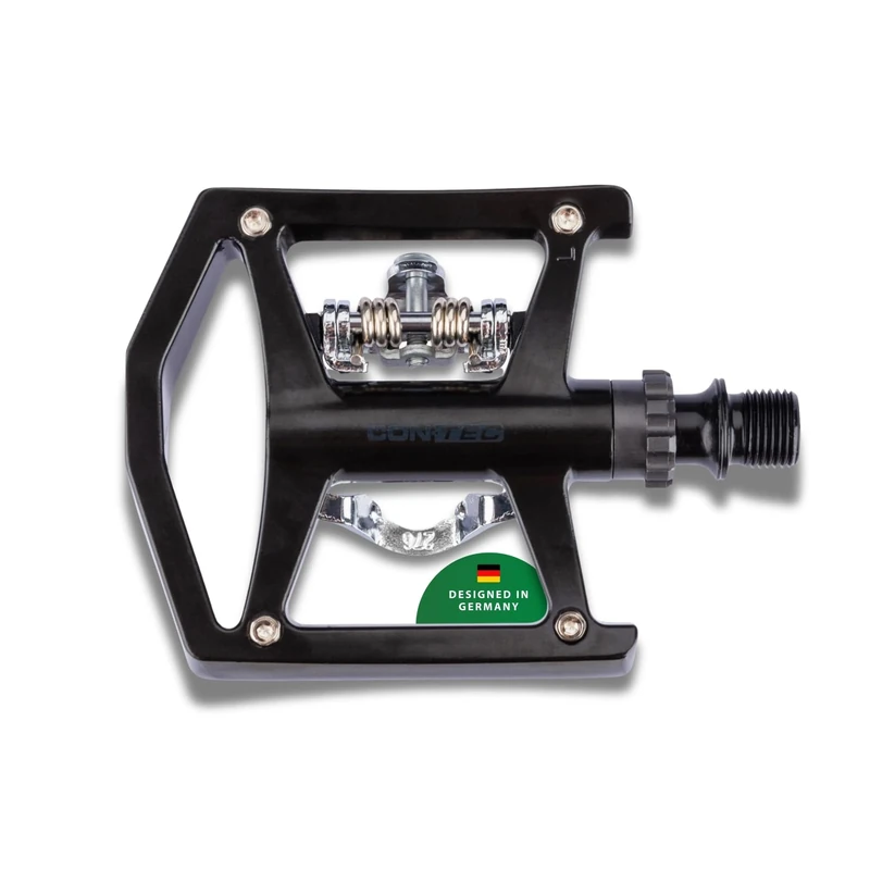 CONTEC Spade Bicycle System Pedals, 9/16 Inch, Aluminium, Compact, MTB Click Pedal with SPD System, Flexible, Adjustable, Robust Quality, Black, Pair