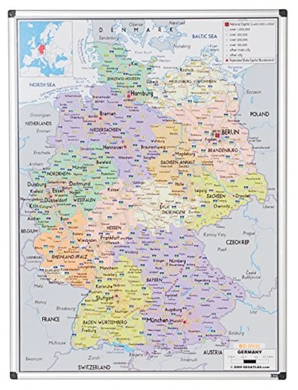 Bi-Silque MAP0101002 Germany Map, Laminated or Magnetic