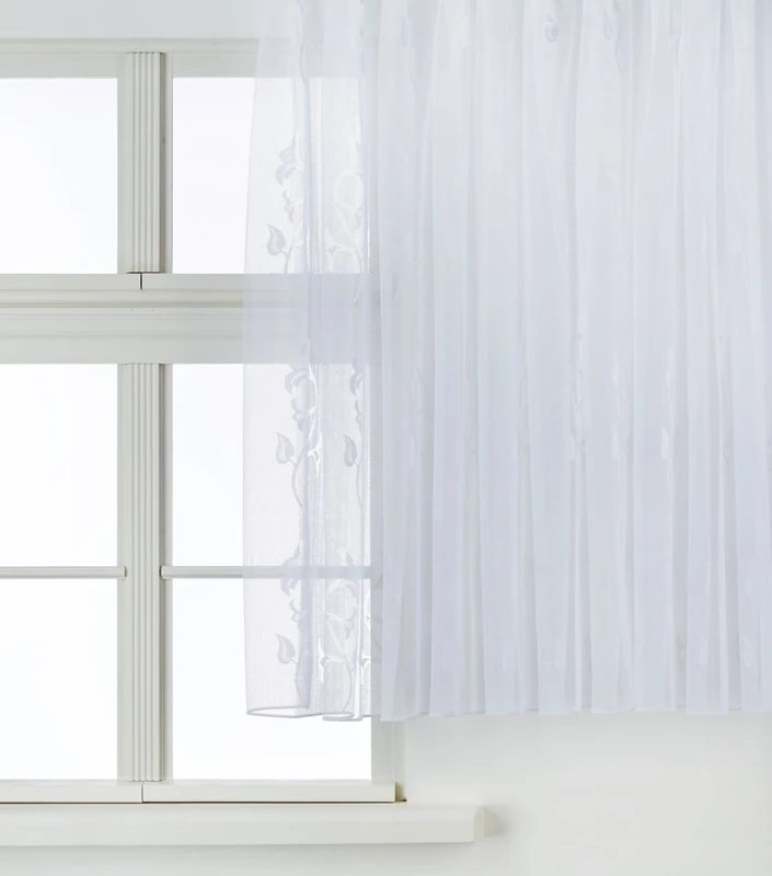 Anna Cortina 8861793LB Jacquard Long Net Curtains with Lead Strip 260x750 white - Image 1