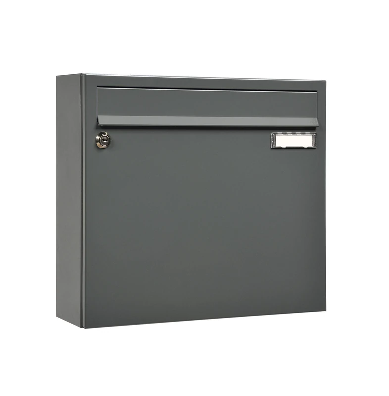MEFA Sonate 131 131310 Letterbox with Name Plate, Post Box with Lock, Size 330 x 370 x 101 mm, Basalt Grey