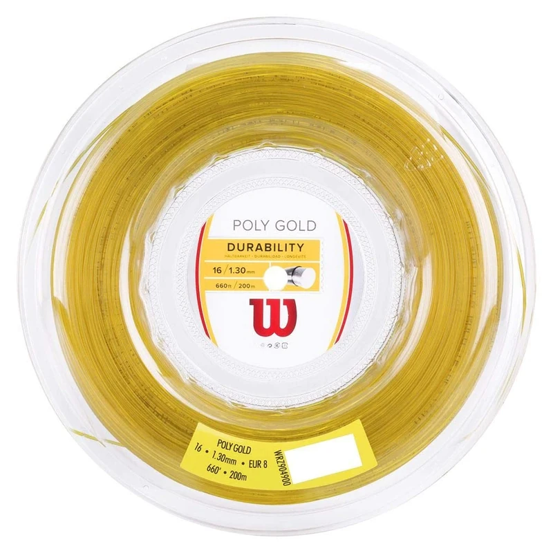 Wilson Poly Gold Tennis String, Polyester, 16, Diameter: 1.3 mm, Orange, 200 m, 1 Roll