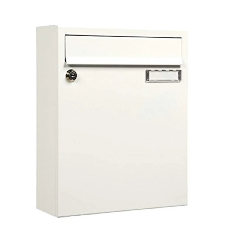 MEFA Sonata Sonate 133 133110 Letterbox White (Postbox + Name Plate, Coated Steel, 33 x 26 x 100 cm), 330x260x100