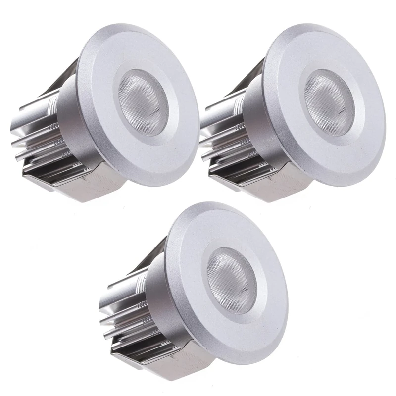 Small Sensati Miniature LED Recessed Downlight Spotlight Set 3 Pieces Dimmable, 450 Lumen, Includes Driver, Enclosure Colour: Cold White CW Silver S T102 3 - Image 1