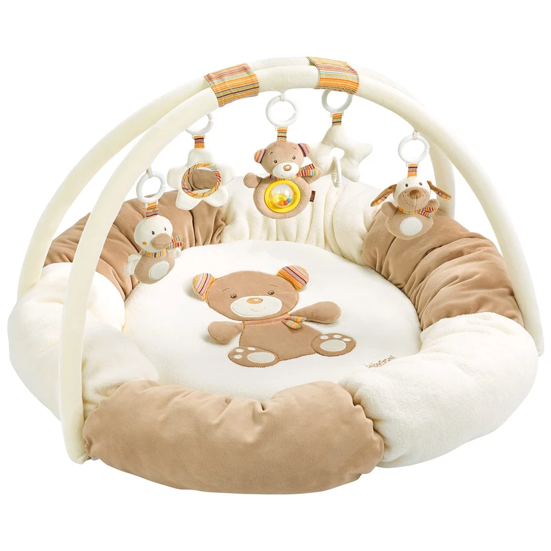 Fehn 160963 3-D Rainbow Activity Nest / Play Arch with 5 Removable Toys for Babies to Play with and Have Fun, from Newborns Upwards – Dimensions : Diameter 85 cm - Image 1