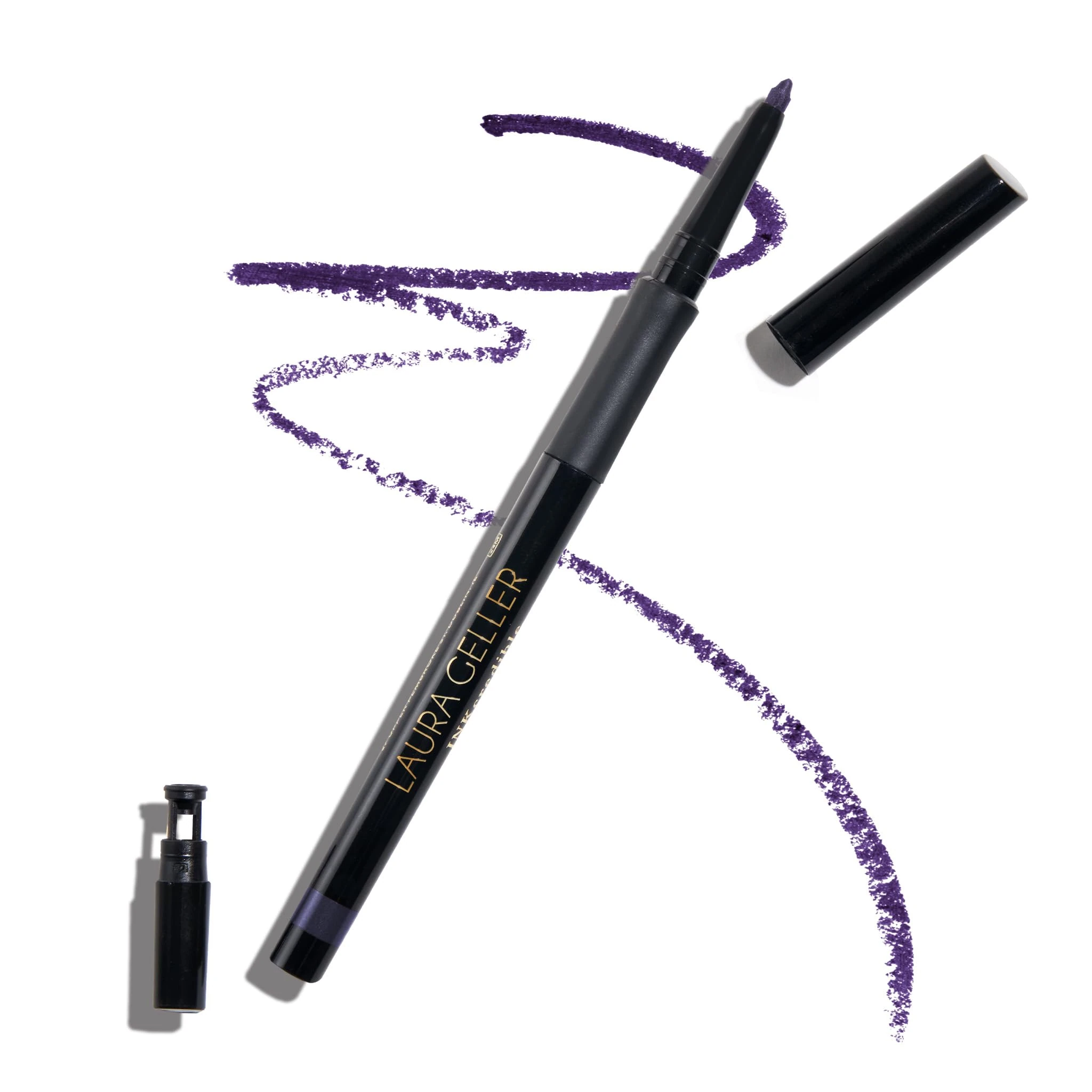 LAURA GELLER NEW YORK INKcredible Gel Eyeliner (Deep Purple) Waterproof & Smudge-Proof Pencil With Built in Sharpener For Expert Precision, Glides On Effortlessly, Gel Eyeliner Pencil
