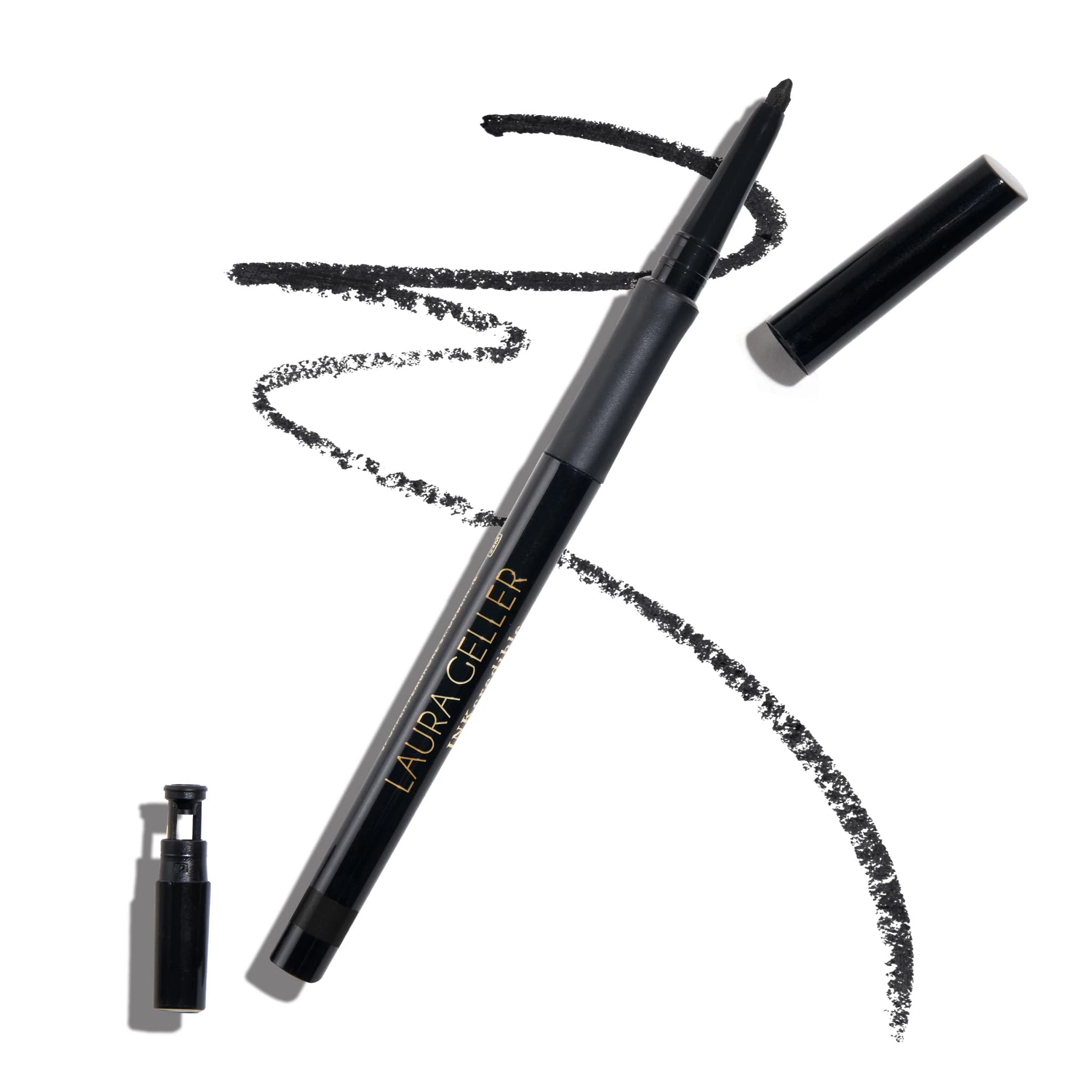 LAURA GELLER NEW YORK INKcredible Gel Eyeliner (Blackbird) Waterproof & Smudge-Proof Pencil With Built in Sharpener For Expert Precision, Glides On Effortlessly, Gel Eyeliner Pencil