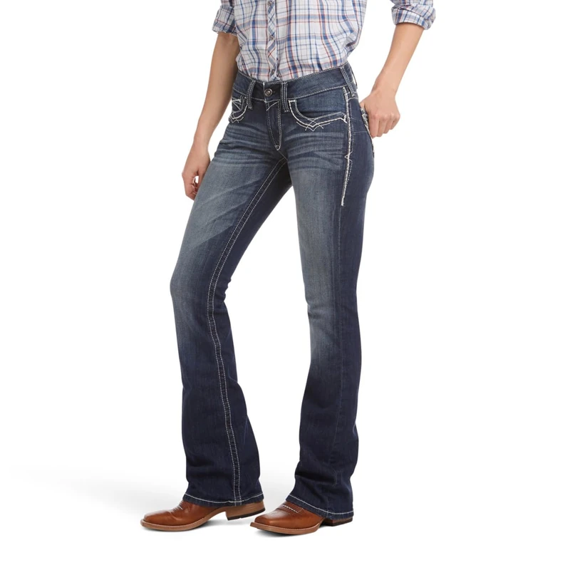 ARIAT Women's R.e.a.l. Mid Rise Straight Leg Jean-DOTD, Rainstorm, 25W