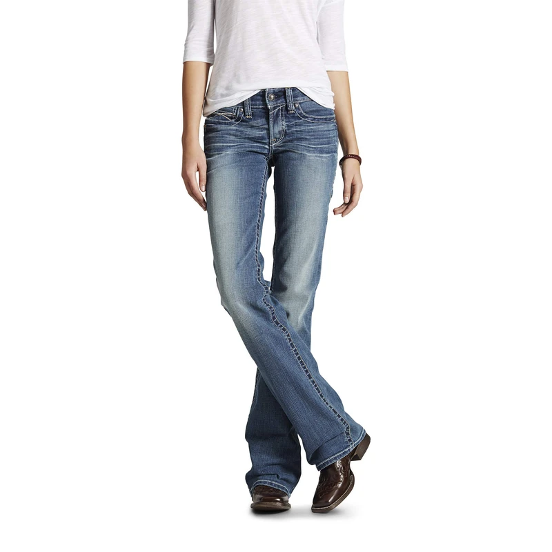 ARIAT Women's R.e.a.l. Mid Rise Boot Cut Jeans, Glacier, 30 Long