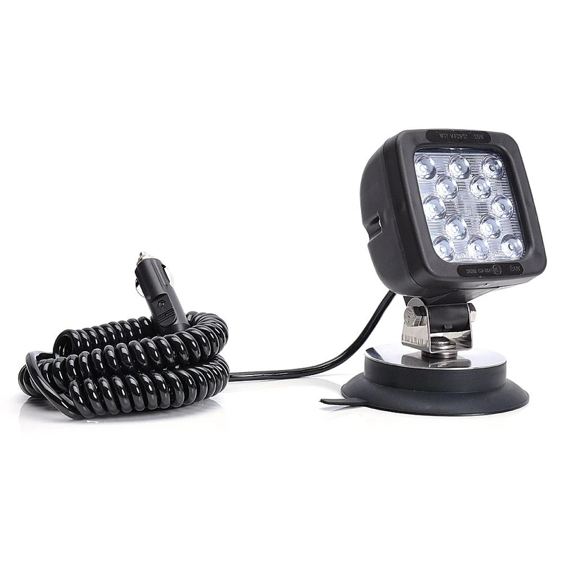 WAS LED Working Light with Magnetic Base – Switched – 7 m Coiled Cable – Construction Site, Courier, Vehicle Construction