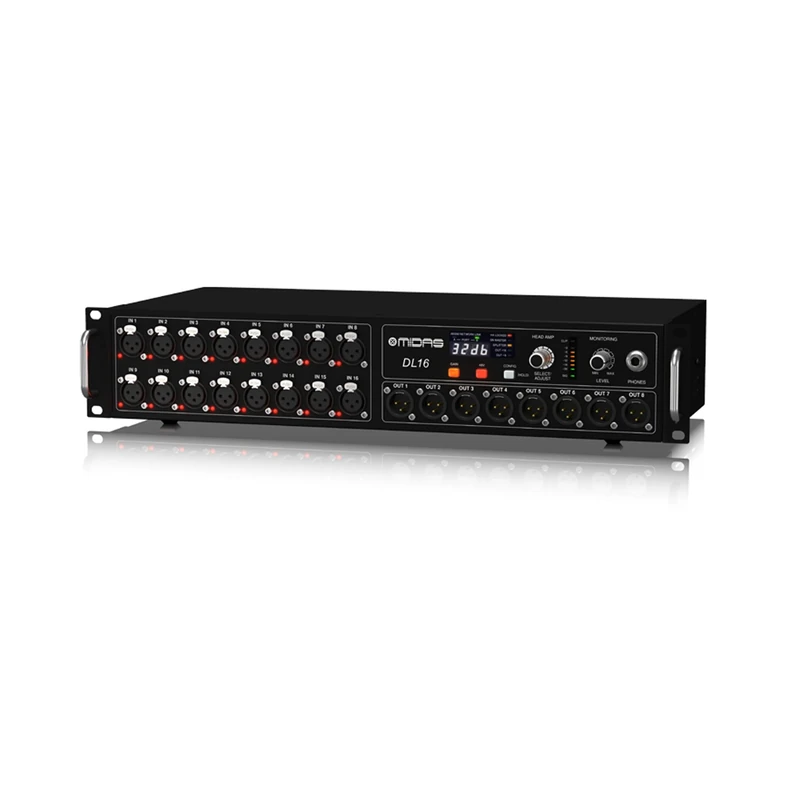 Midas DL16 16 Input, 8 Output Stage Box with 16 Midas Microphone Preamplifiers, ULTRANET and ADAT Interfaces, Pc compatible only