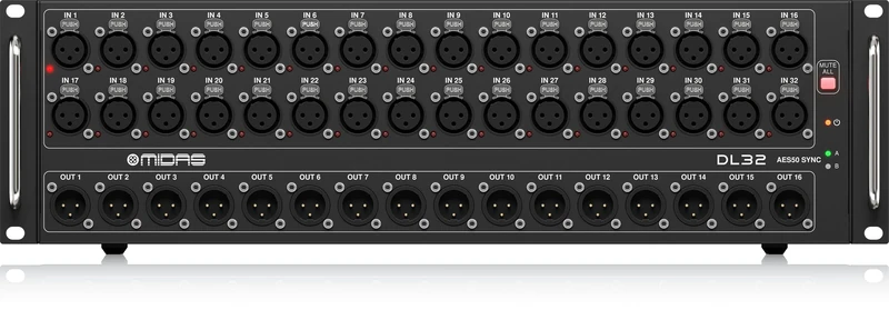 Midas DL32 32 Input, 16 Output Stage Box with 32 Midas Microphone Preamplifiers, ULTRANET and ADAT Interfaces, Pc Compatible Only