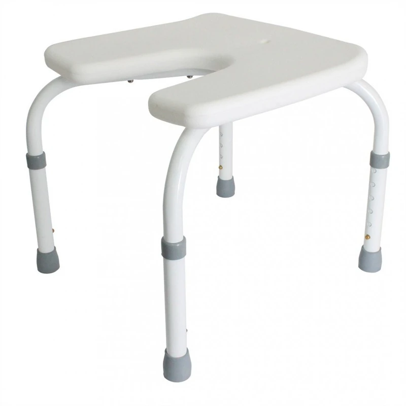 AYUDAS + Bath Stool with U-Shaped seat, Adjustable, White, Samba