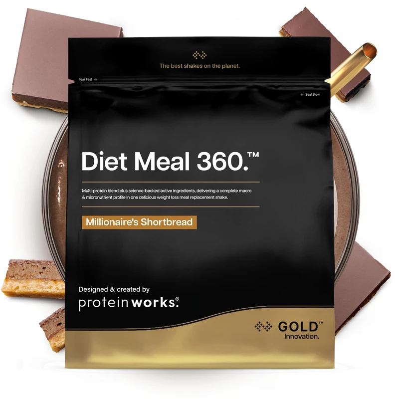 Protein Works | Diet Meal 360 - GOLD Innovation, Diet Meal Replacement Shake, Supports Weight Loss, 24 Vitamins & Minerals, Added Flaxseed, Inulin, Omega 3, Millionaire's Shortbread, 14 Meals, 1kg - Image 1