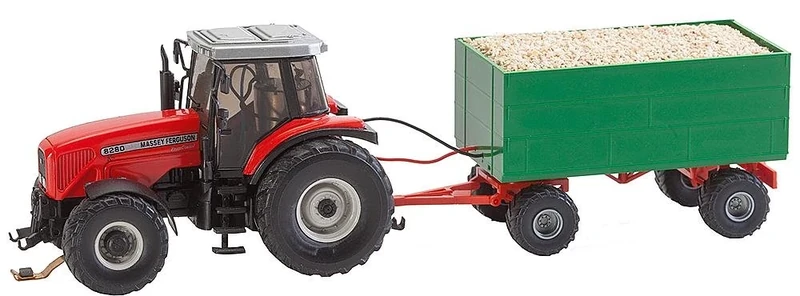 Faller FA161588 MF Tractor with Wood Chip Trailer Viking Accessories for Model Railway, Model Building, Not Inquired, Red