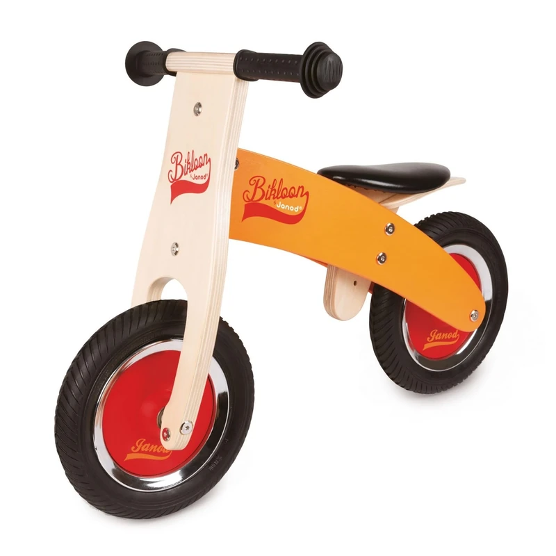 Janod J03263 My first Little Bikloon Wooden Balance Bike, Orange/Red