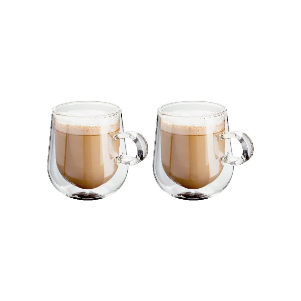 Judge Double Walled Glass Coffee Cups, Set of 2 Latte Glasses, 275 ml Each, Handmade Insulated Borosilicate Glass