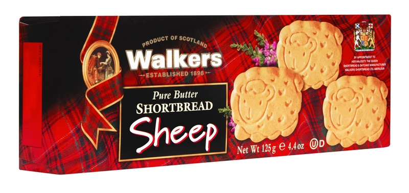 Walker's Shortbread Sheep Shapes – Pure Butter Scottish Biscuits, 125 g (Pack of 12)