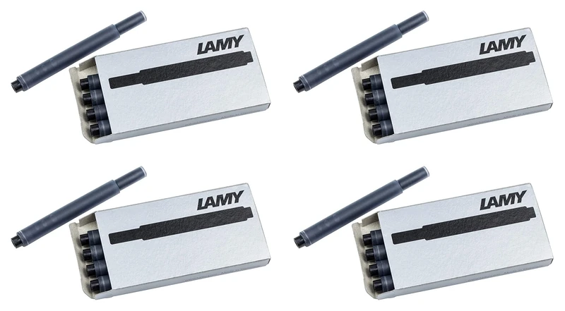 LAMY T10 Set of 4 Ink cartridges with Large Ink Capacity - Suitable for All Lamy Fountain Pen Models - Contents 1.25 ml per Cartridge - 5 Pieces per Pack - Ink Color Black