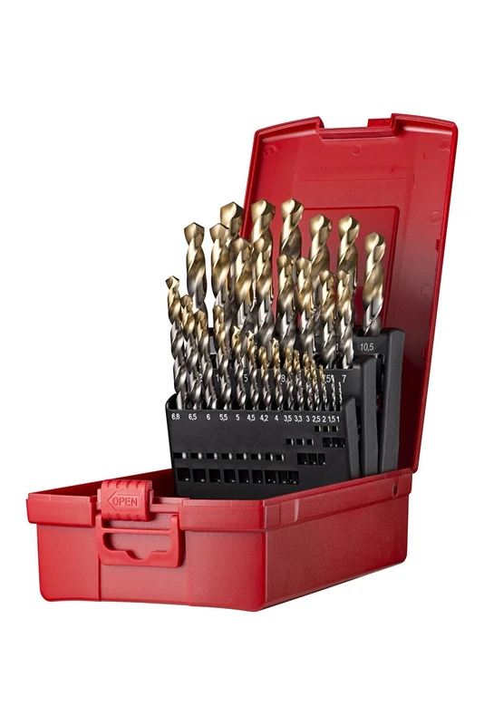 Dormer A095206 HSS High Speed Steel Jobber Drill Bit Set with 118 Degree Tin Tipped Split Point, Set of 29