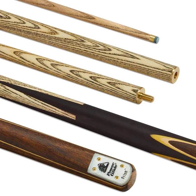 POWERGLIDE Prism | One 2-Piece Pool Cue Stick | Machine-spliced Rosewood Butt with Rosewood Front Splice with Coloured Veneers | Brass Joint | Full Size 57" | 9.5 mm Tip