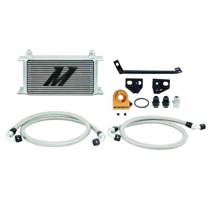 Mishimoto MMOC-MUS4-15T Oil Cooler Kit Thermostatic Compatible With Ford Mustang EcoBoost 2015+ Silver