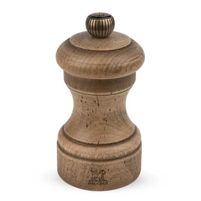 PEUGEOT - Bistro 10 cm Pepper Mill - Classic Grind System - Made with PEFC Certified Wood - Lifetime Guaranteed Mechanism - Made in France - Antique Colour