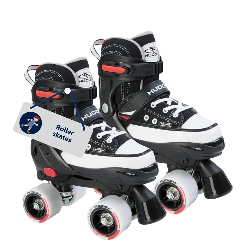 HUDORA Roller Skate in pink/black rollers made of nylon - comfortable children's roller skates adjustable over 4 sizes - stylish skates for kids & teenagers