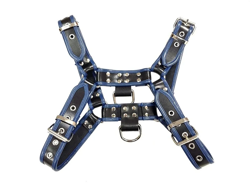 Rouge Garments O.T Harness with 2 D Rings, Black/Blue, M