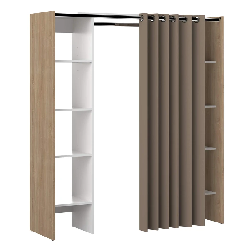 Symbiosis Storage Cabinet, Oak & Taupe, 2 Columns