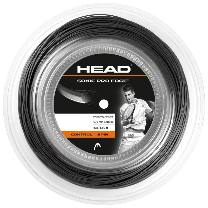 HEAD Unisex's Black Sonic Pro Edge 200M 1,25 mm String Reel
