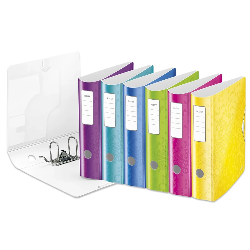 Leitz Lever Arch File, Elastic Fastening, Light Polyfoam, Wow Range, Curved Spine 8 cm Width, 11060099 - A4, Assorted Colours-Single Units