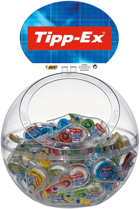 Tipp-Ex 931860 Fashion Mini Pocket Mouse Correction Tape Roller 5 mm x 5 m, Display with 40 Pack of 4 Assorted Designs