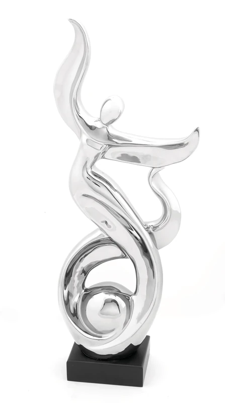 Deco 79 Ceramic People Dancing Sculpture, 10" x 5" x 25", Silver
