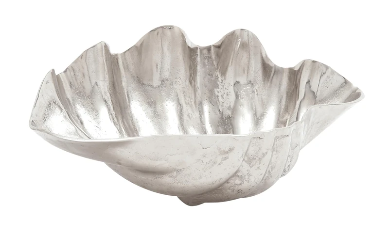 Deco 79 Decorative Bowl, Aluminum, Silver, 17" x 11" x 7"