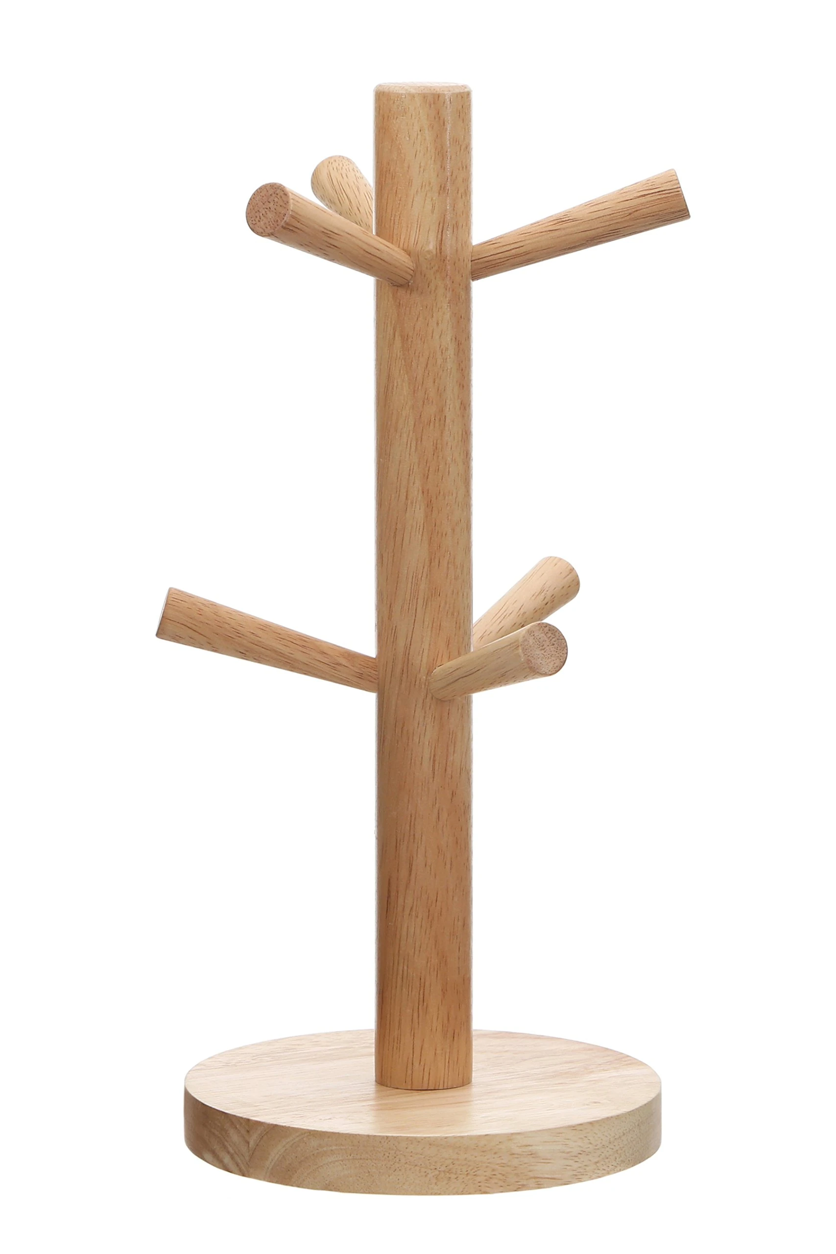 Premier Housewares Rubberwood Mug Tree 6 Mugs Holder for Kitchen | Free Standing Mug Stand | Sturdy Cup Holder Kitchen Accessories | Anti-Slip Coffee Cup Stand for Mugs