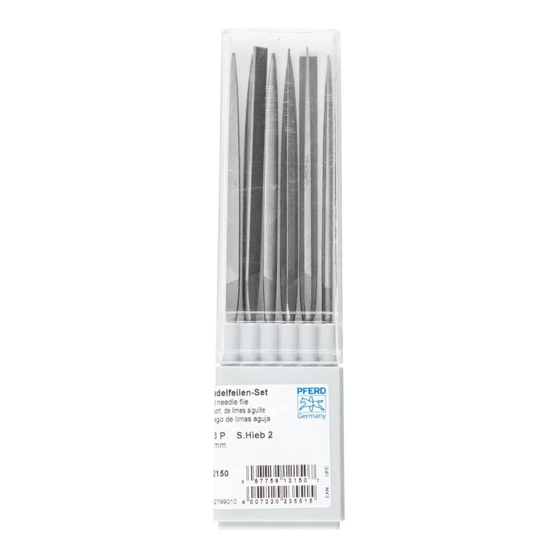 PFERD Precision Needle File Set, 12-Piece | Swiss Cut 2, 160 mm | 12799010 - for Medium Fine Precision Machining in Plastic Box