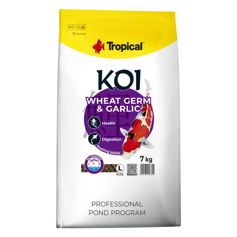 Tropical KOI WHEAT GERM & GARLIC PELLET SIZE L 7kg - Pond fish food for everyday feeding of koi in a wide range of water temperatures from 8 to 30°C