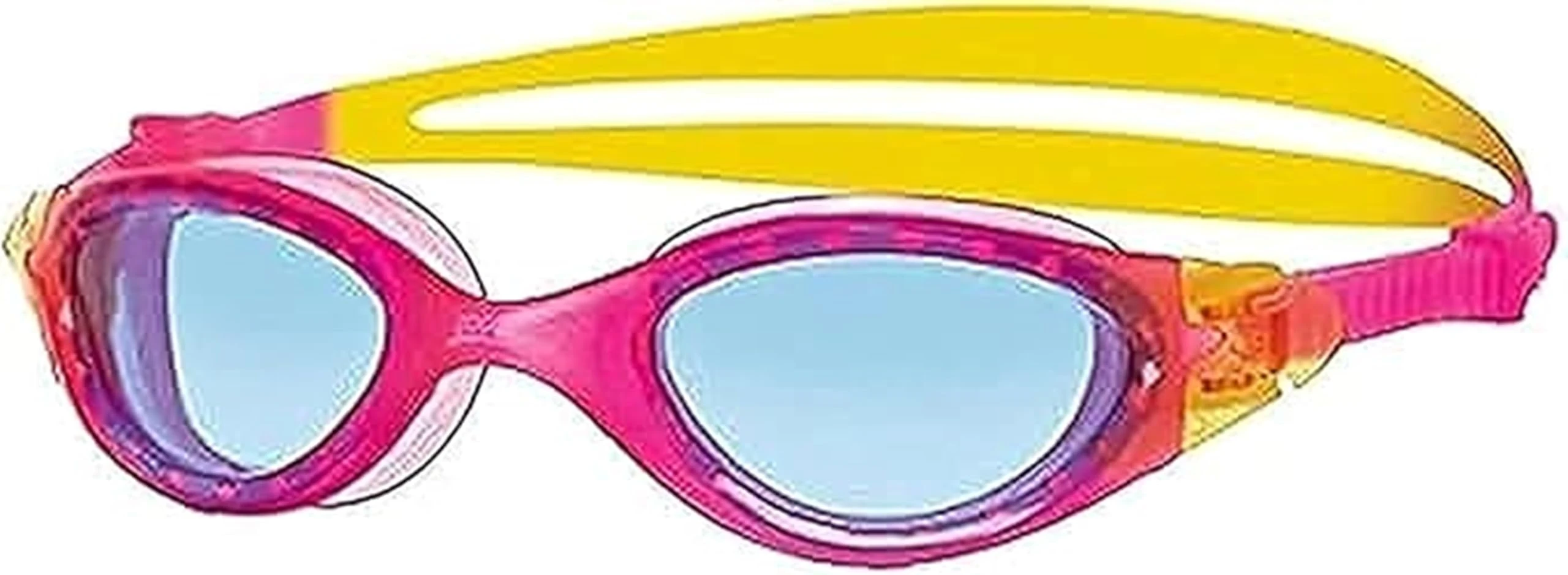Zoggs Panorama Kids Swimming Goggles (Blue Lens, Pink/Yellow, 6-14 Years) with Tinted UV Protection & Soft, Anti-Leak Seal, Wide Vision with Anti-Fog, Junior Boys & Girls Swim Goggles Kids