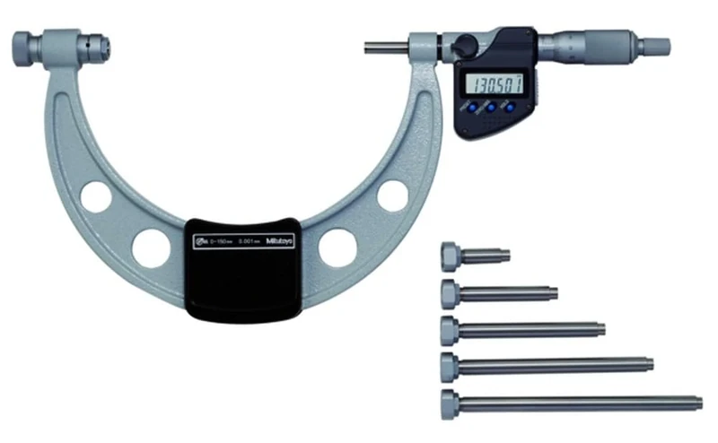 Mitutoyo 340-251-30 Outside Micrometre with Interchangeable Anvils, 0 mm-150 mm