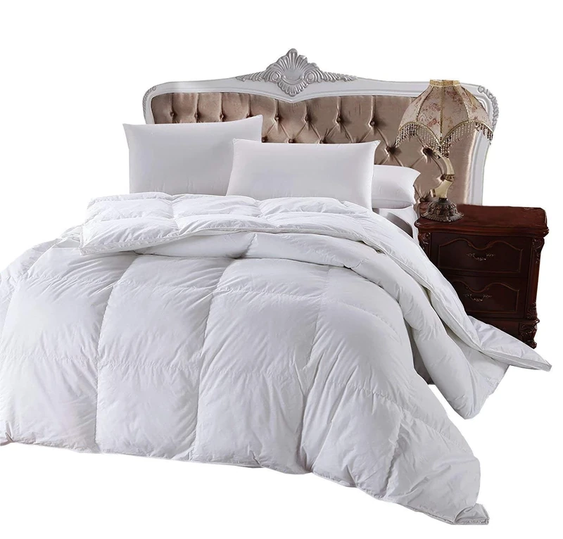 Royal Hotel's 300 Thread Count Queen Size Goose Down Alternative Comforter, Overfilled Comforter, Duvet Insert 100% Cotton Shell - 750FP - 70OZ - White Solid, Queen