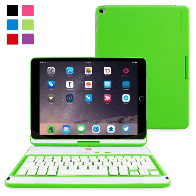 iPad Air 2 Keyboard, Snugg [Green] Wireless Bluetooth Keyboard Case Cover 360° degree Rotatable Keyboard for Apple iPad Air 2